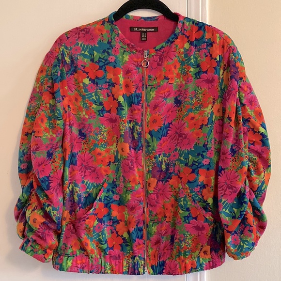 ZARA TRF Outerwear floral bomber zip up jacket - Picture 2 of 10